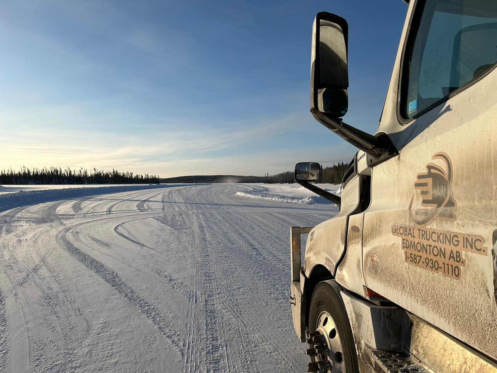 Global Trucking Inc. truck on the ice road, Edmonton AB